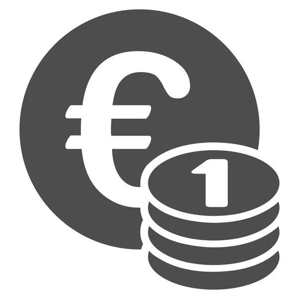 Jedno euro moneta stos ikona — Zdjęcie stockowe