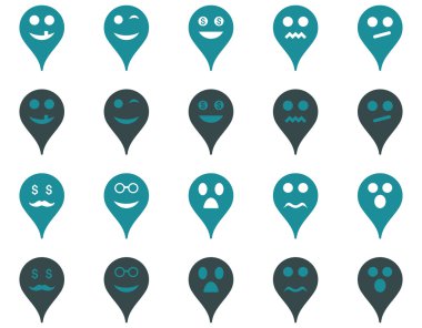 Duygu harita işaretleyici simgeler.