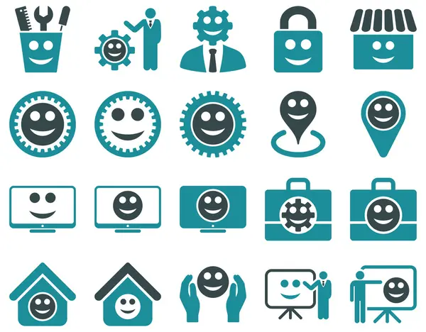 Tools, gears, smiles, management icons. — Stock Photo, Image