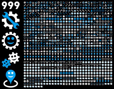 999 araçları, dişliler, gülümsüyor, harita işaretleri, telefon simgeleri.