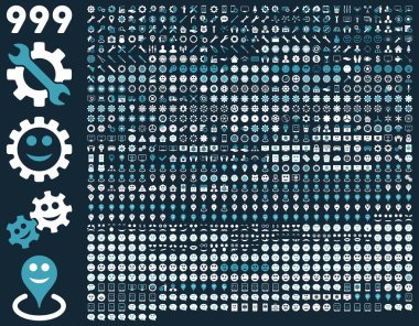 999 araçları, dişliler, gülümsüyor, harita işaretleri, telefon simgeleri.