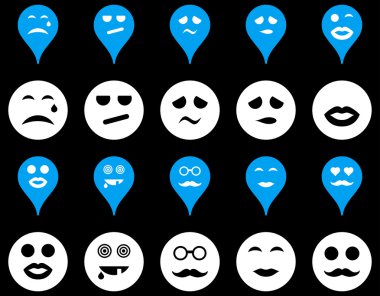 Gülümsüyor, harita işaretleri simgeler