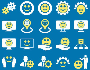 Araçlar, Dişliler, gülümsüyor, işaretçileri simgeleri göster.