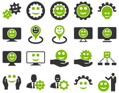 Araçlar, Dişliler, gülümsüyor, işaretçileri simgeleri göster.