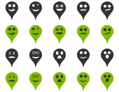 Duygu harita işaretleyici simgeler.