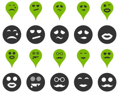 Gülümsüyor, harita işaretleri simgeler