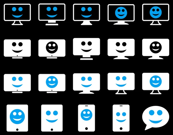 Sorrisi, monitor, icone mobili — Foto Stock