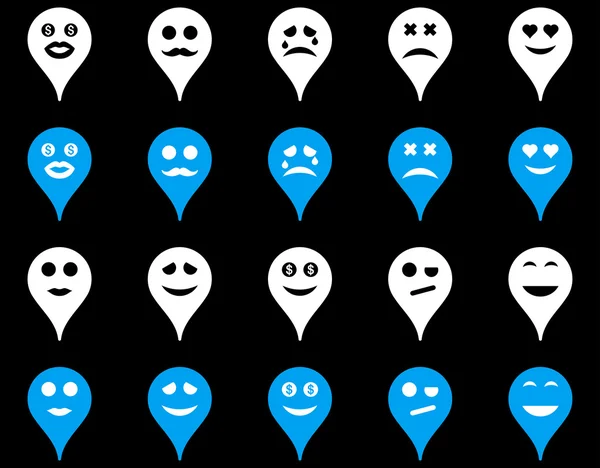 Emotion map marker icons — Stock Photo, Image