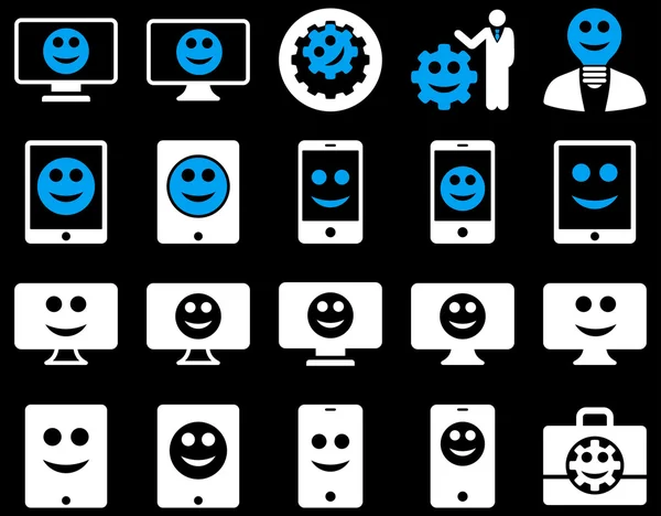 Ferramentas, opções, sorrisos, monitores, ícones de dispositivos — Fotografia de Stock