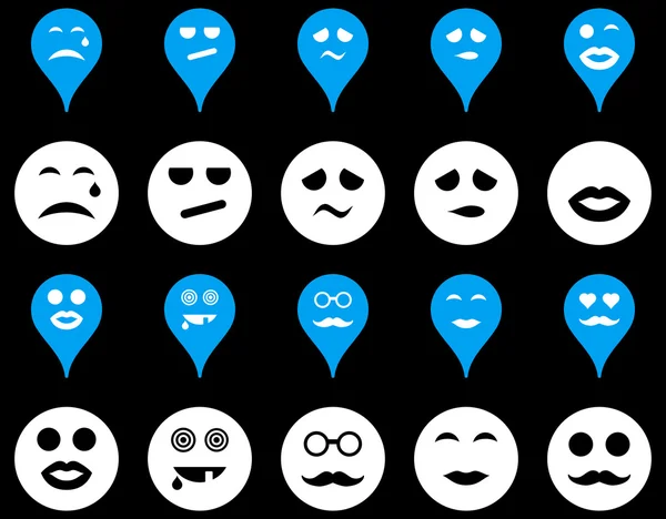 Smiles, map markers icons — Stock Photo, Image