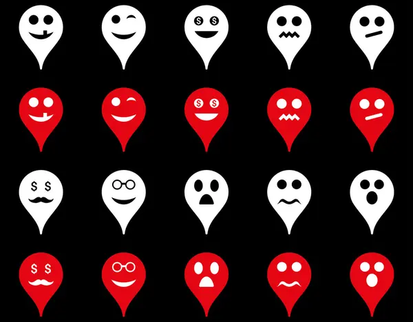 Iconos de marcador de mapa de emoción . — Foto de Stock