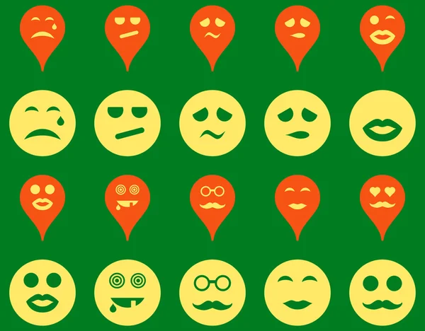 Smiles, map markers icons — Stock Photo, Image