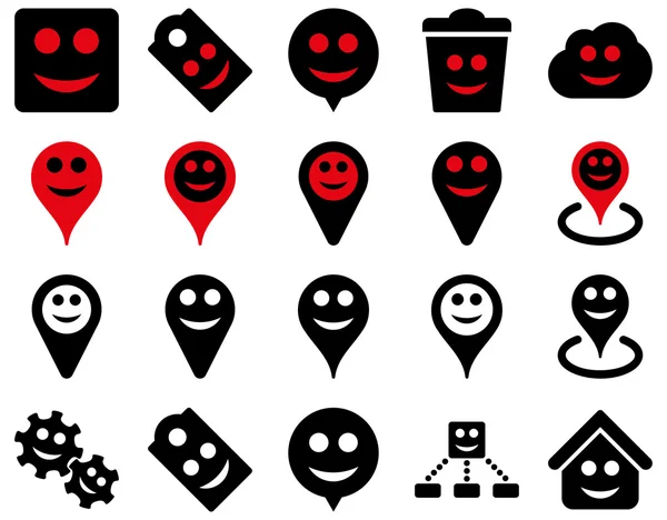 Tools, emotions, smiles, map markers icons — Stock Photo, Image