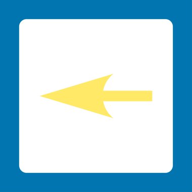 Keskin sol ok düz sarı ve beyaz renkler düğmesini yuvarlak