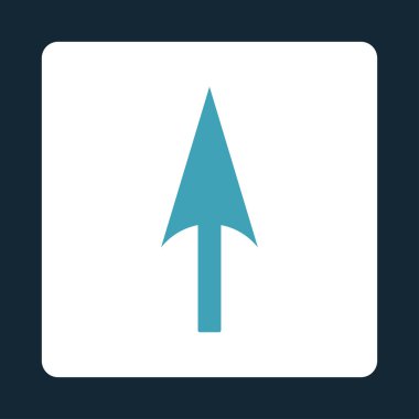 Ok eksen Y düz mavi ve beyaz renkler düğmesini yuvarlak