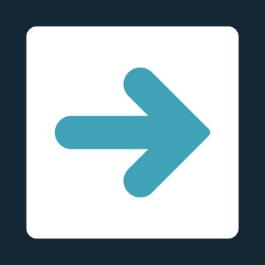 Ok sağ düz mavi ve beyaz renkler düğmesini yuvarlak