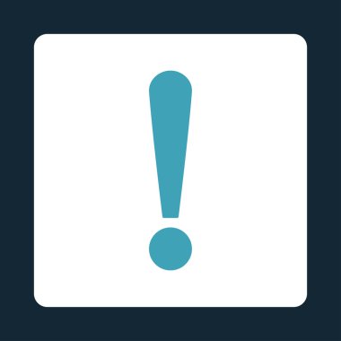 Ünlem işareti yuvarlak düz mavi ve beyaz renkler düğmesi