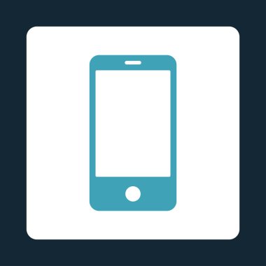 Smartphone düz mavi ve beyaz renkler düğmesini yuvarlak