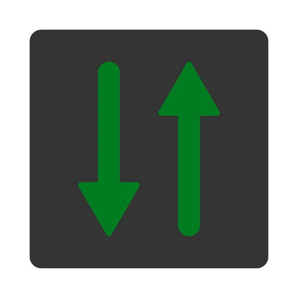 Flechas de cambio Vertical plana de color verde y gris botón redondeado — Vector de stock