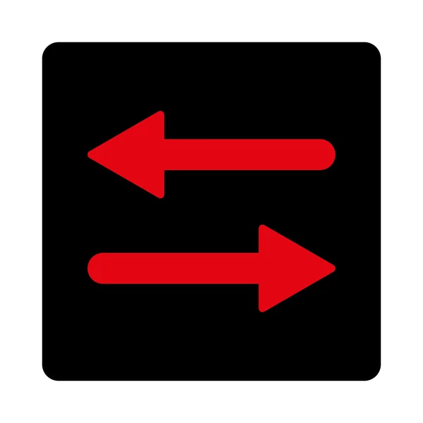 Tlačítko zaoblený šipky Exchange vodorovné ploché intenzivní červené a černé barvy — Stockový vektor