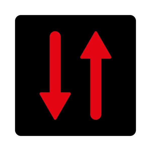 箭头交换垂直扁平密集的红色和黑色圆形按钮 — 图库矢量图片