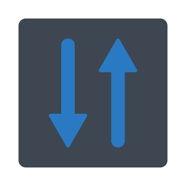 箭头交换垂直平坦平滑的蓝色圆形按钮 — 图库矢量图片