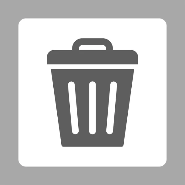 Lixo pode plana cinza escuro e branco cores arredondadas botão — Vetor de Stock