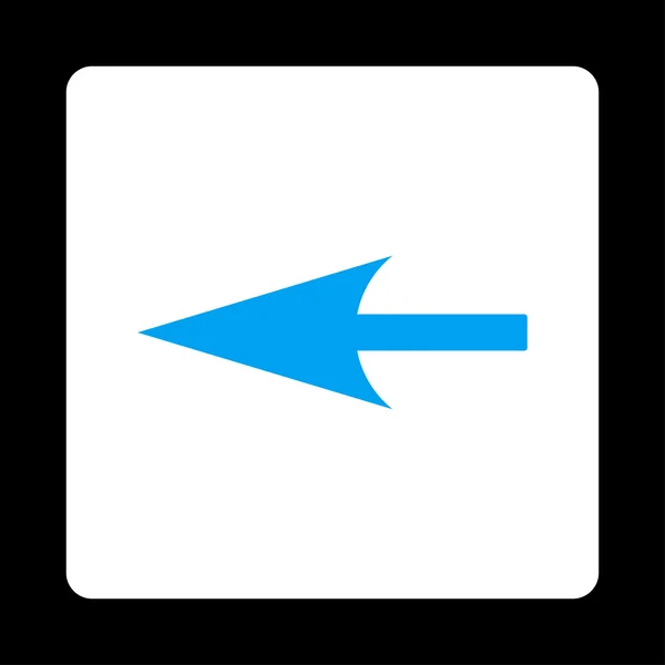 Skarpa vänsterpil platt blå och vita färger rundade knappen — Stock vektor