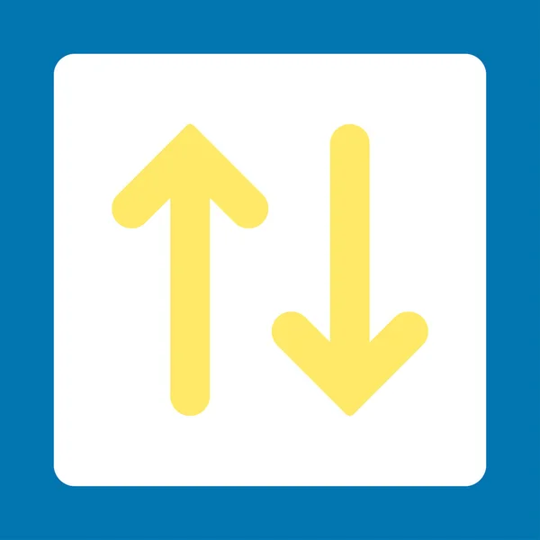 Flip vertikal platta gula och vita färger rundade knappen — Stock vektor