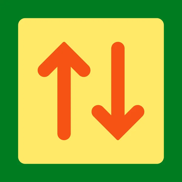 Flip Vertical plana laranja e amarelo cores arredondadas botão — Vetor de Stock