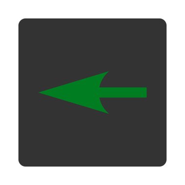 Keskin sol ok düz yeşil ve gri renkler düğmesini yuvarlak