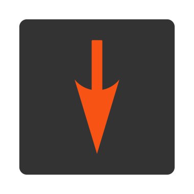 Aşağı keskin ok yuvarlak düz turuncu ve gri renkler düğmesi