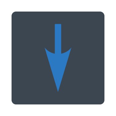 Aşağı keskin ok düz düz mavi renkler düğmesini yuvarlak