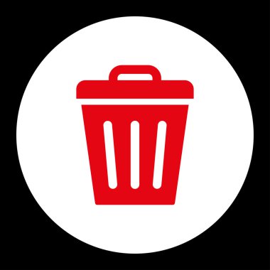 Çöp Can düz kırmızı ve beyaz Renkler düğmesini yuvarlak