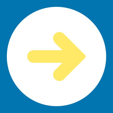 Ok sağ düz sarı ve beyaz renkler düğmesini yuvarlak