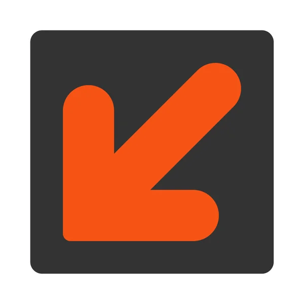 Flecha abajo Izquierda plana naranja y colores grises botón redondeado — Foto de Stock