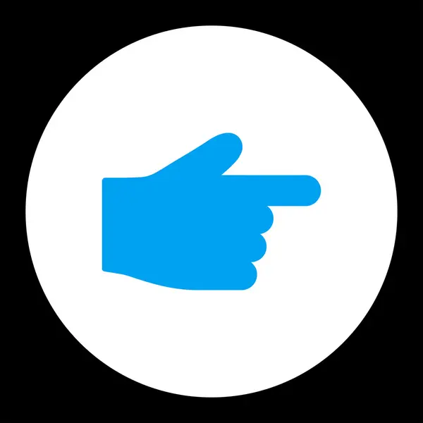 Zeigefinger flache blaue und weiße Farben runder Knopf — Stockfoto