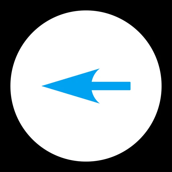 Skarpa vänsterpil platt blå och vita färger runda knappen — Stockfoto