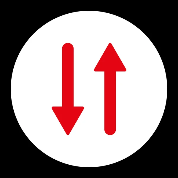 Strzałki wymiany pionowe płaskie czerwone i białe kolory okrągły przycisk — Zdjęcie stockowe