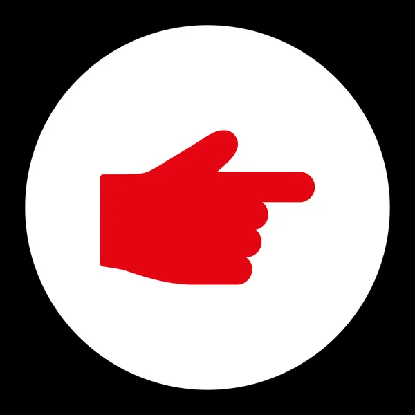 İşaret parmağı düz kırmızı ve beyaz Renkler düğmesini yuvarlak — Stok fotoğraf