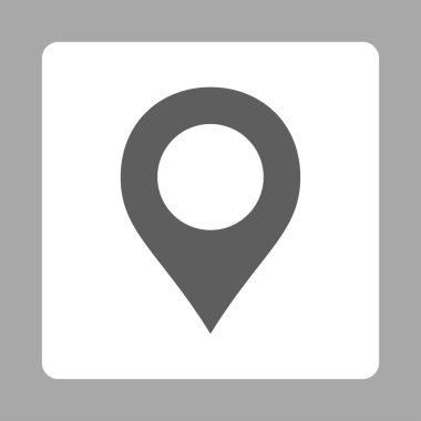 Harita işaretleyici düz koyu gri ve beyaz yuvarlak renkler düğmesi