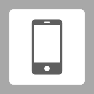 Smartphone düz koyu gri ve beyaz renkler düğmesini yuvarlak