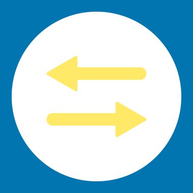 Arrows Exchange Horizontal flat yellow and white colors round button