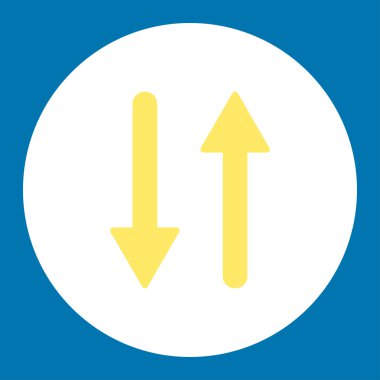 Arrows Exchange Vertical flat yellow and white colors round button