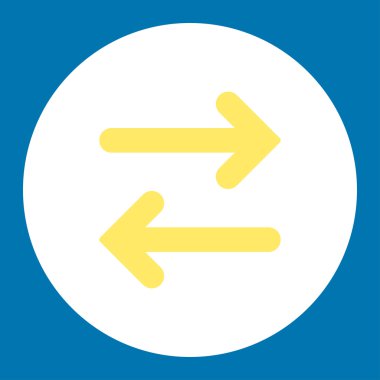 Flip Horizontal flat yellow and white colors round button