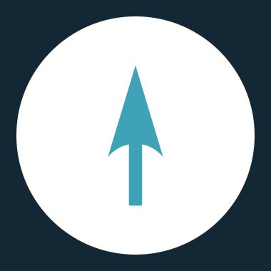 Ok eksen Y düz mavi ve beyaz renkler düğmesini yuvarlak