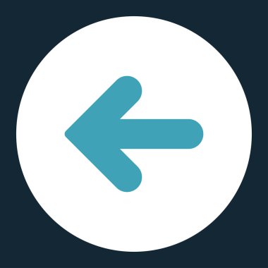 Ok sol düz mavi ve beyaz renkler düğmesini yuvarlak