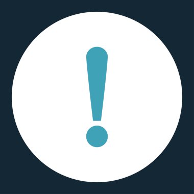 Ünlem işareti düz mavi ve beyaz renkler düğmesini yuvarlak