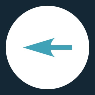 Keskin sol ok düz mavi ve beyaz renkler düğmesini yuvarlak