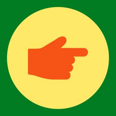 Index Finger flat orange and yellow colors round button